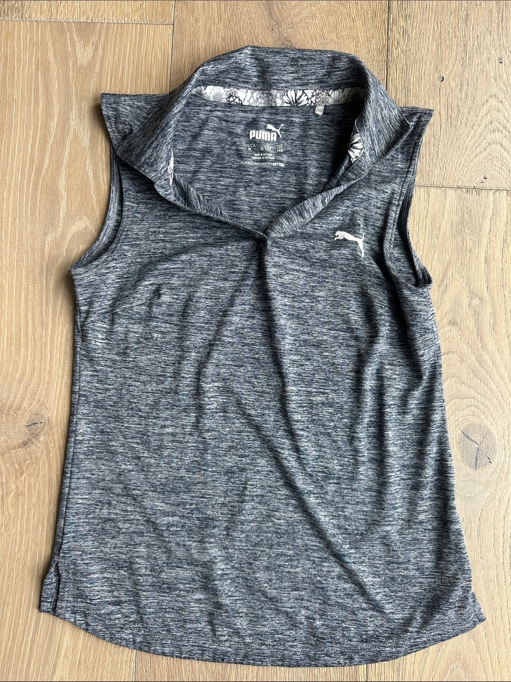 Puma Girls' Gray Heather Sleeveless Polo Tank